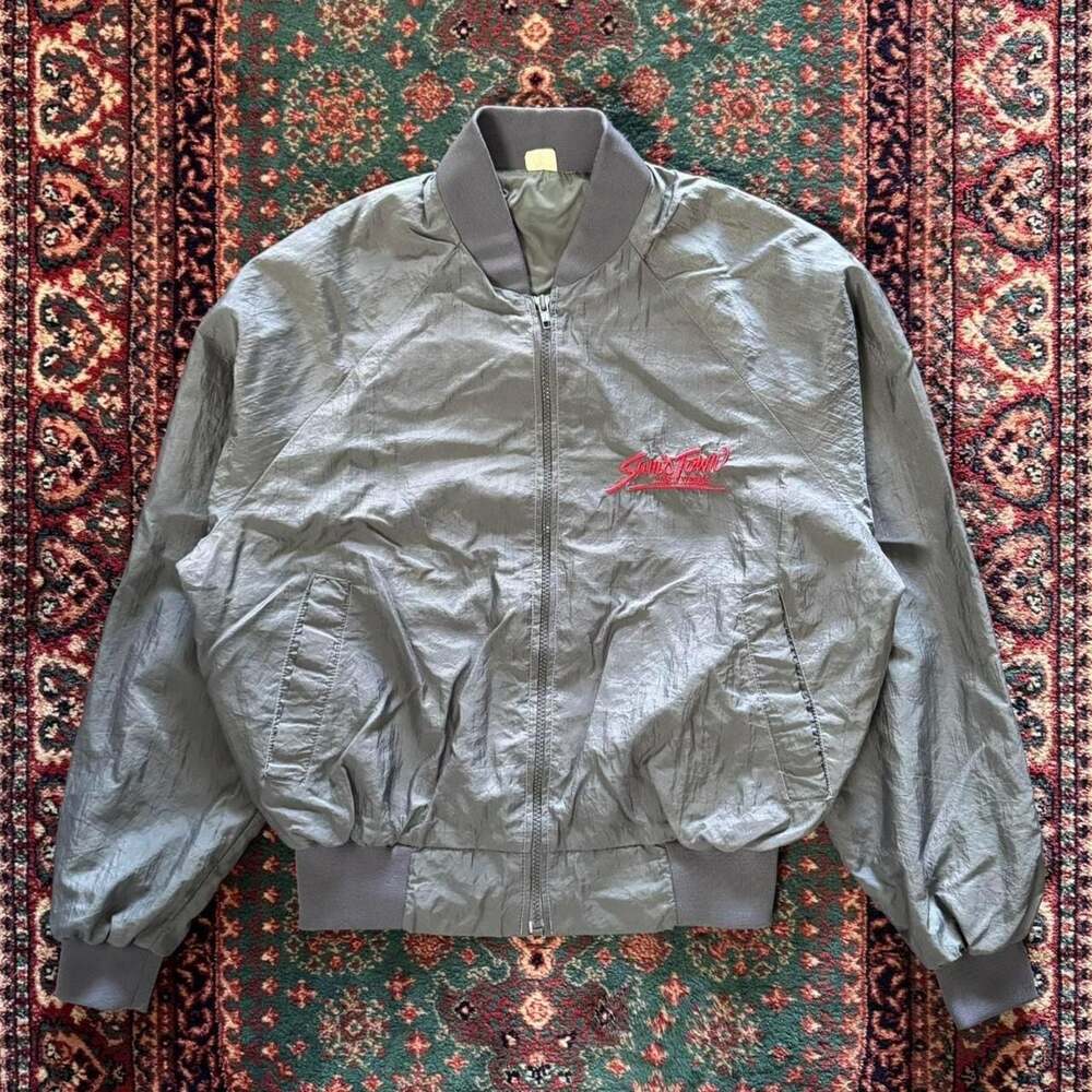 Vintage Sams Town Casino Satin Bomber Jacket Las Vegas Gambling Gray M Medium